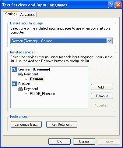 Установка раскладки в Windows